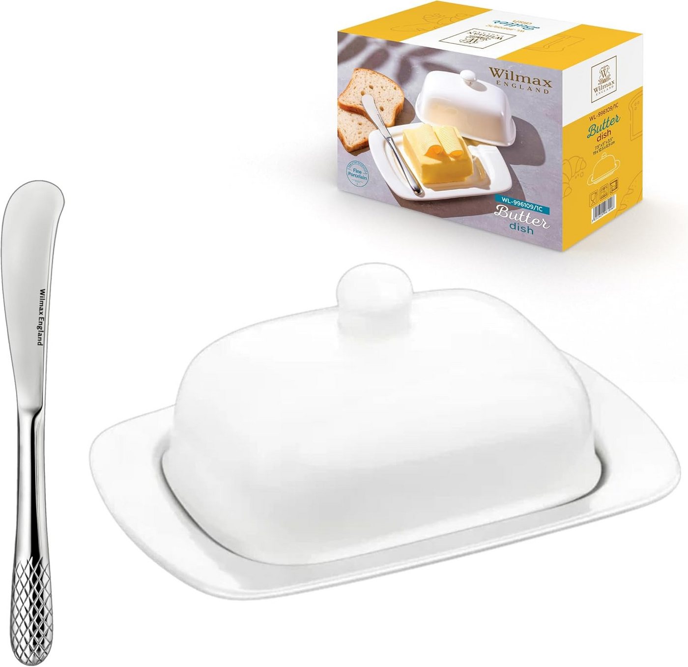 Wilmax England - Deutschland Geschirr-Set Wilmax Porzellan Butterdose & Edelstahl-Buttermesser Wilmax England - Deutschland Geschirr-Set Wilmax Porzellan Butterdose & Edelstahl-Buttermesser von Wilmax England - Deutschland