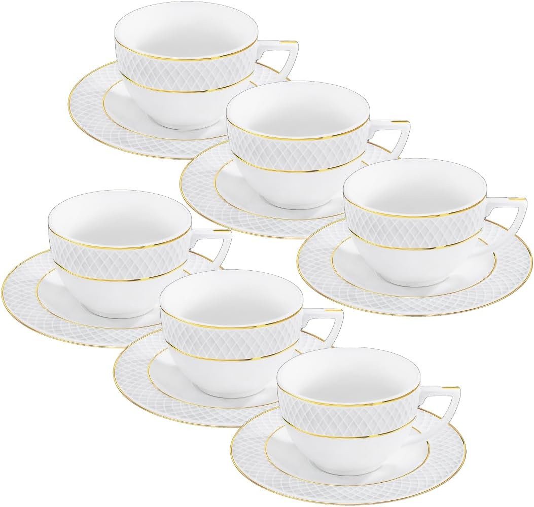 Wilmax England - Deutschland Geschirr-Set Wilmax Teetassen & Untertassen Set mit Goldrand, 240 ml, 6er Wilmax England - Deutschland Geschirr-Set Wilmax Teetassen & Untertassen Set mit Goldrand, 240 ml, 6er von Wilmax England - Deutschland