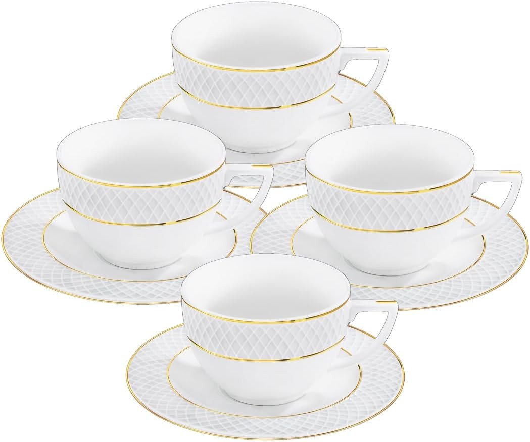 Wilmax England - Deutschland Geschirr-Set Wilmax Teetassen & Untertassen mit Goldlinien, 240 ml, 4er Set Wilmax England - Deutschland Geschirr-Set Wilmax Teetassen & Untertassen mit Goldlinien, 240 ml, 4er Set von Wilmax England - Deutschland