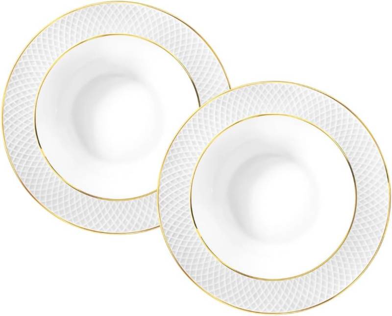 Wilmax England - Deutschland Geschirr-Set Wilmax Tiefer Runder Teller mit Goldlinien, 22,5 cm, 2er Set von Wilmax England - Deutschland
