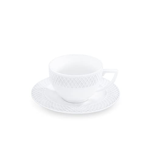Wilmax | Cappuccinotassen Set | Tassen mit Untertassen 6 Stück | Kaffeeservice & Teeservice | Kaffeetassen | Für Kaffee | Für Tee | Für Desserts | Geschenkset | Weiß | 170 ml von Wilmax England