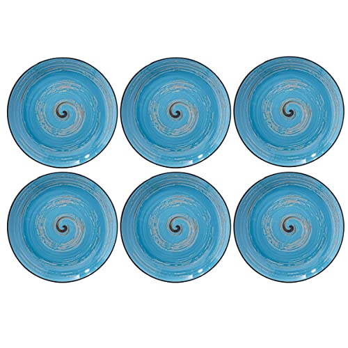 Wilmax | Dessertteller COLORBOOM | 6er-Set | Durchmesser: 20 cm | Zum Servieren von Snacks | Modernes Design | Praktisch | Spülmaschinengeeignet | Glasierte Porzellan | Farbe Blau von Wilmax England