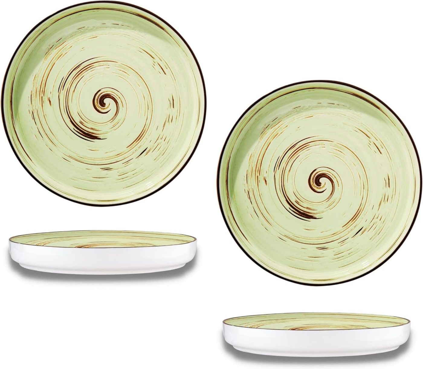 Wilmax England Geschirr-Set, Flache Gourmetteller SPIRAL 2er-Set – 23 cm – Originelle Form von Wilmax England