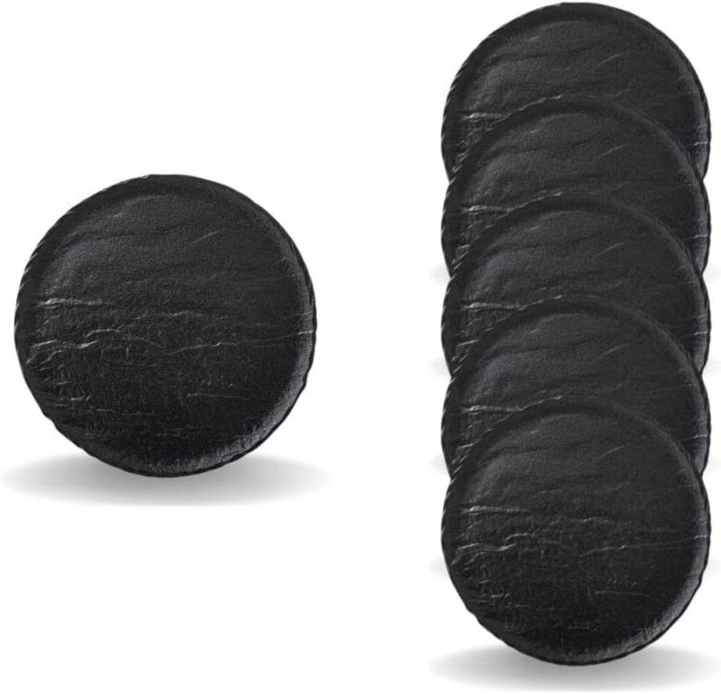 Wilmax England Geschirr-Set, Runde Teller 15 cm - 6er Set - Schwarz - Natursteinoptik von Wilmax England