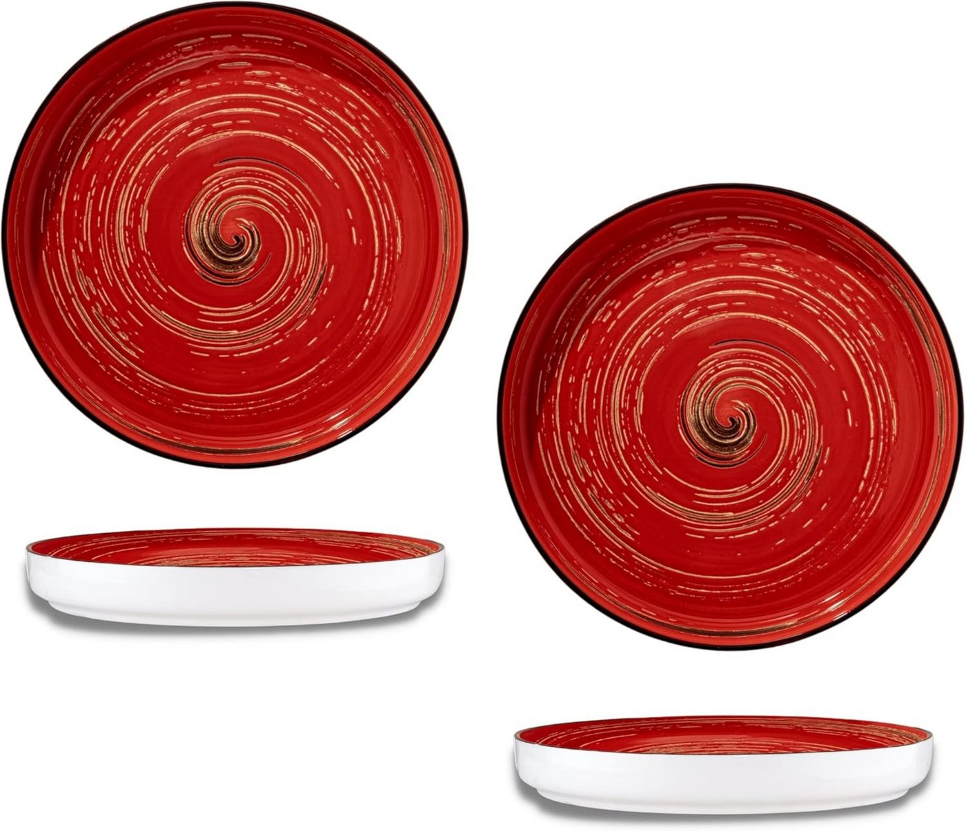 Wilmax England Geschirr-Set, SPIRAL Gourmetteller-Set 23 cm, 2er-Set, Porzellan, Modern & Kratzfest von Wilmax England
