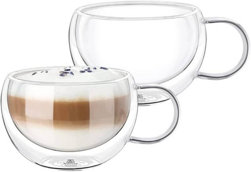 Wilmax England Teeglas, Doppelwandige Thermogläser mit Henkel - 2er-Set - 300 ml von Wilmax England