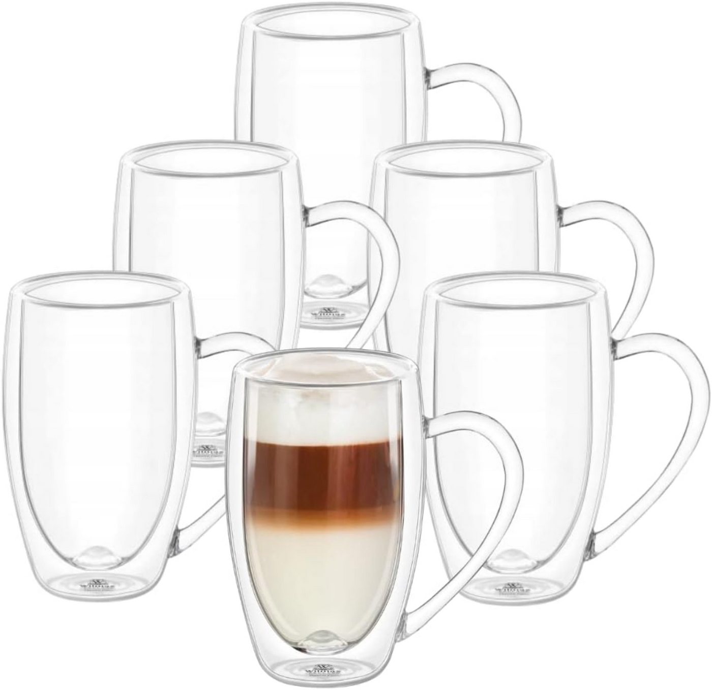 Wilmax England Teeglas, Doppelwandige Thermogläser mit Henkel - 6er-Set - 300 ml von Wilmax England