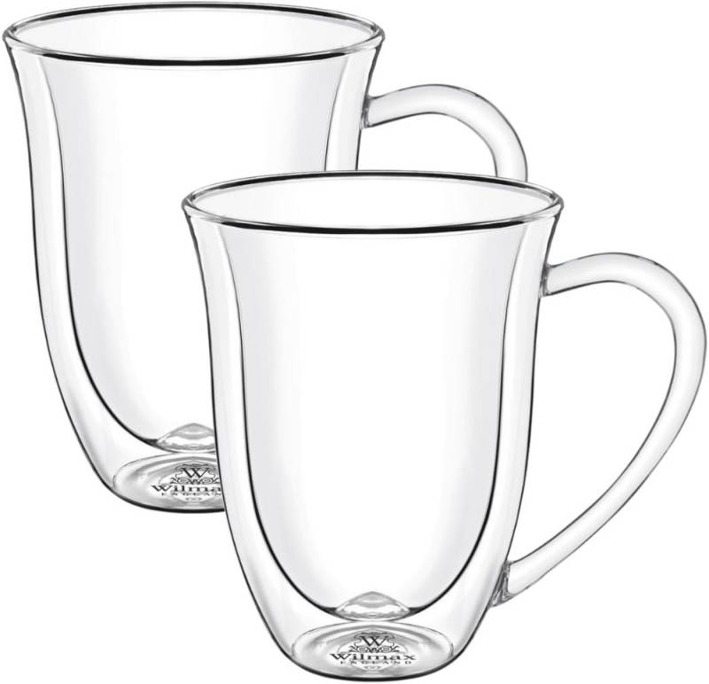 Wilmax England Teeglas, Thermogläser mit Henkel - 2er-Set - 400 ml - Doppelwandig von Wilmax England