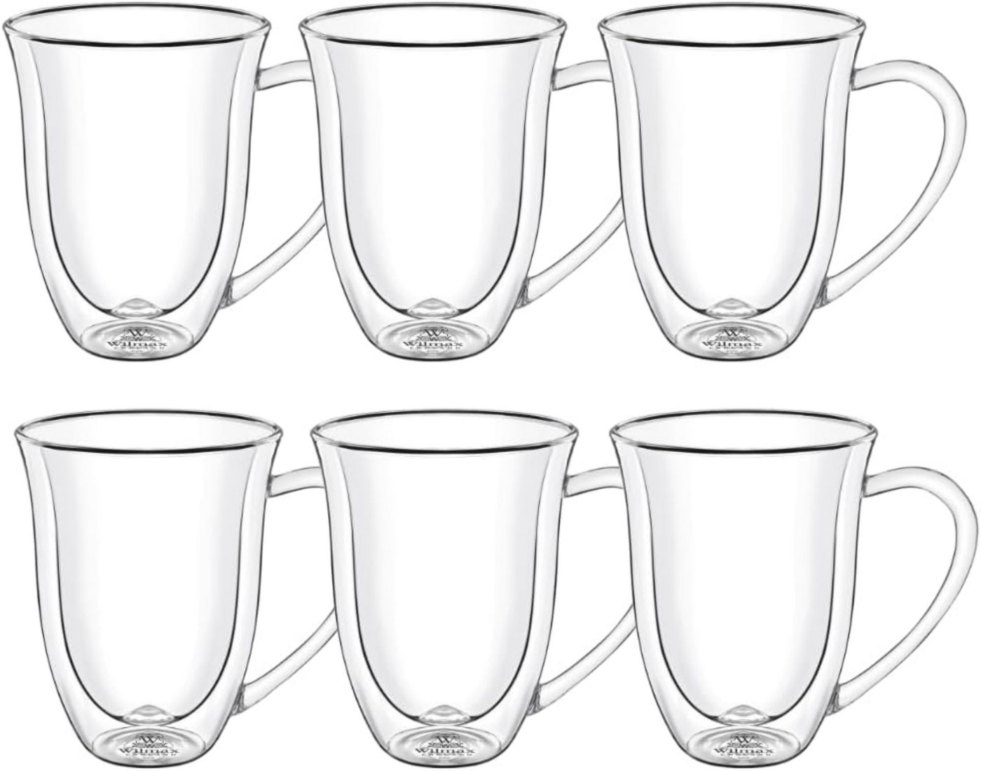 Wilmax England Teeglas, Thermogläser mit Henkel - 6er-Set - 250 ml - Doppelwandig von Wilmax England