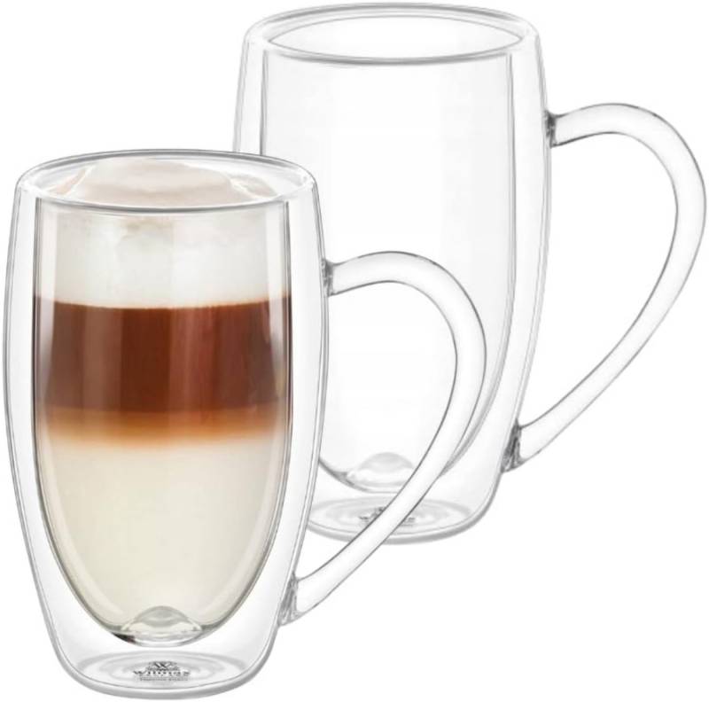 Wilmax England Teeglas, Wilmax Doppelwandige Thermogläser mit Henkel - 2er-Set - 400 ml von Wilmax England
