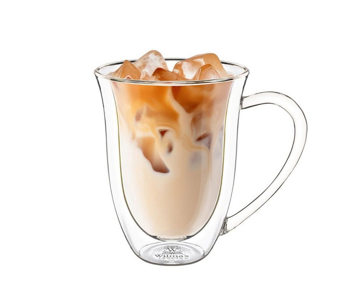 Wilmax England Thermoglas, 6 Stk. Doppelwandiger Becher Thermoglas 400 ml, Hitzebeständig von Wilmax England
