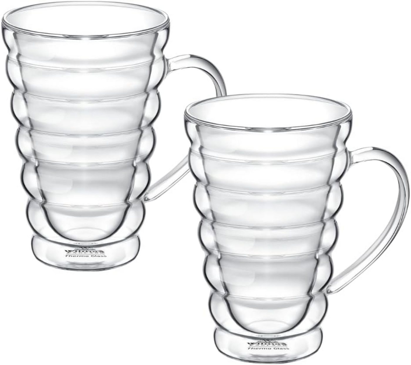 Wilmax England Thermobecher, Becher Bubble mit Henkel - Doppelwandige Gläser - 250 ml - 2 Stück von Wilmax England