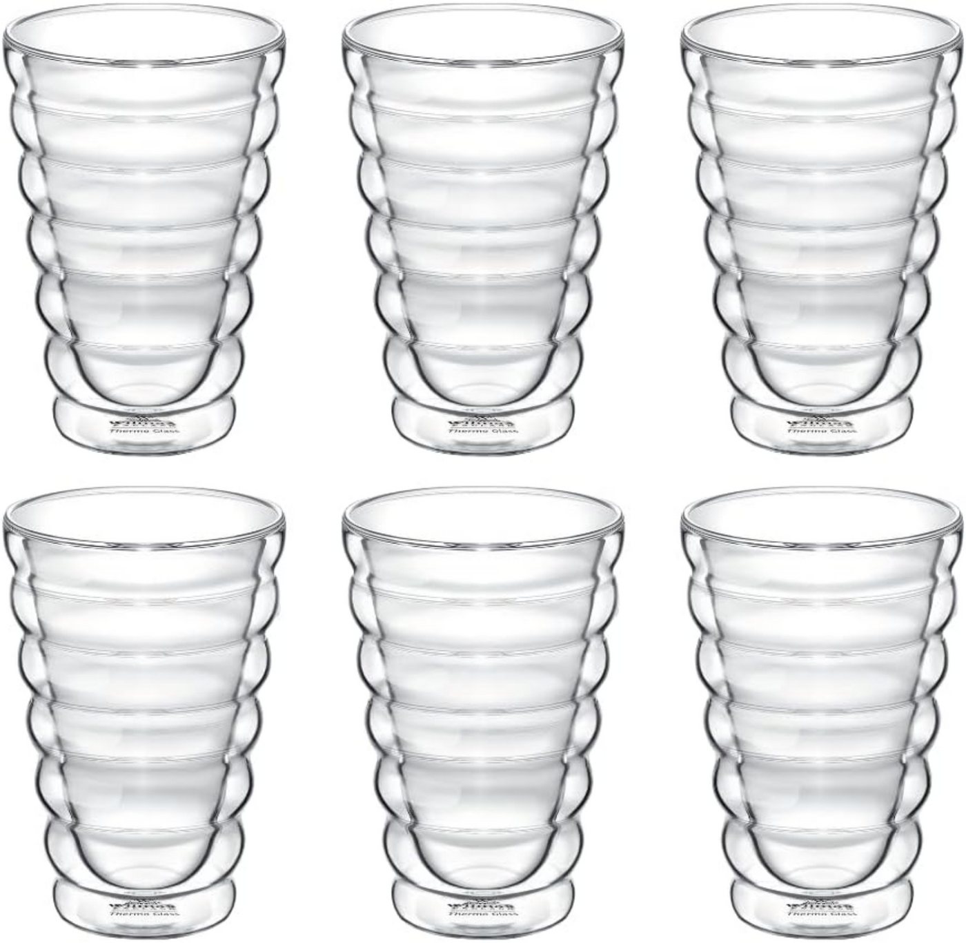 Wilmax England Thermobecher, Thermogläser Bubble - Doppelwandige Gläser - 300 ml - 6er-Set von Wilmax England
