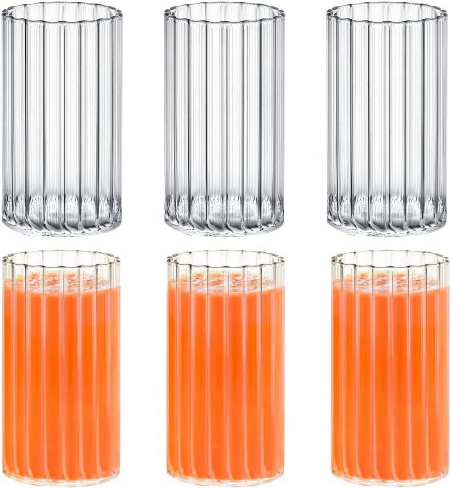Wilmax England Thermoglas, Trinkgläser aus geriffeltem Glas – 6er Set, 250 ml, Elegantes Design Wilmax England Thermoglas, Trinkgläser aus geriffeltem Glas – 6er Set, 250 ml, Elegantes Design von Wilmax England