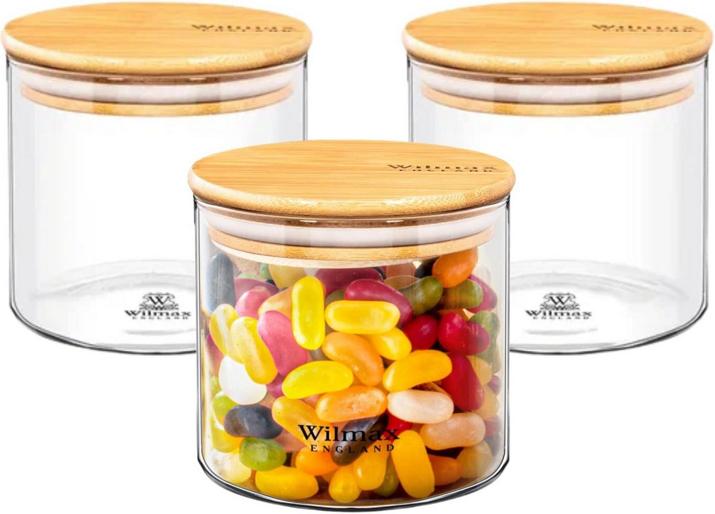 Wilmax England Vorratsglas, Aufbewahrungsgläser - 3er-Set - 600 ml Vorratsgläser mit Bambusdeckel Wilmax England Vorratsglas, Aufbewahrungsgläser - 3er-Set - 600 ml Vorratsgläser mit Bambusdeckel von Wilmax England