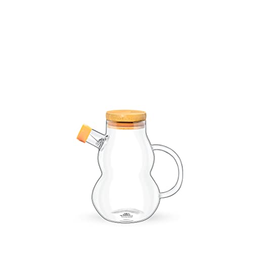 Wilmax | Ölflasche aus Glas | 450 ml | Auslaufsicherer Essig- Ölspender | Oil Bottle mit Bambusdeckel | Ölflaschen zum Befüllen | Tropfsicherer | Zu Hause | Für Restaurants | Geschenkset von Wilmax England