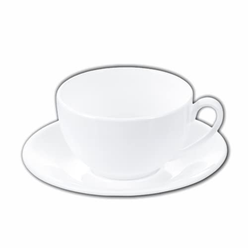 Wilmax | OLIVIA Tassen mit Untertassen | 6er-Set | 250 ml | Kaffeetassen aus Porzellan | Weiß | Geschirrset für 6 Personen | Tassenset für Kaffee, Tee, Desserts | Kaffeeservice & Teeservice von Wilmax England