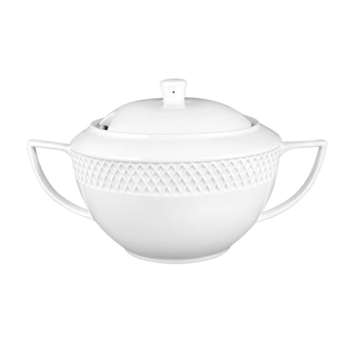 Wilmax - Suppenterrine mit Deckel - 2800ml - Vase aus Porzellan - weiß - Hitzebeständige Terrine - Servierterrine für Suppe oder One-Pot Gerichte - Spülmaschinenfest von Wilmax England