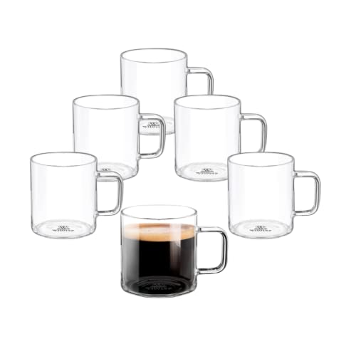 Wilmax | Teegläser & Kaffeegläser mit Henkel | 6er-Set | 100 ml | | Gläser für Heiß- und Kaltgetränke | Kaffeebecher | Glühweingläser | Saftgläser | Wassergläser | Glastassen | Spülmaschinenfest von Wilmax England