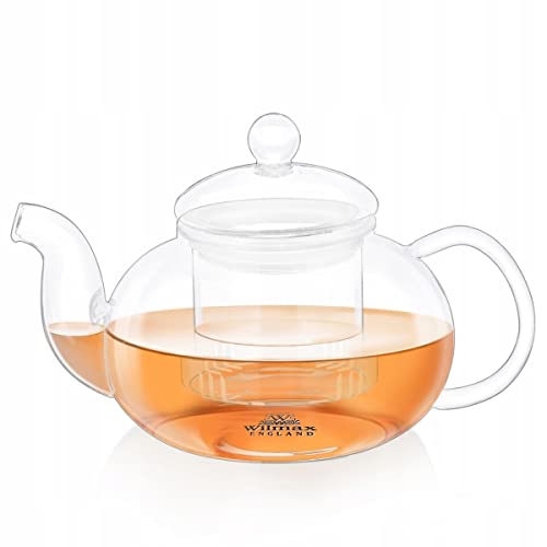 Wilmax | Teekanne Glas mit Siebeinsatz 1200 ML | Teapot | Teezubereiter für losen Tee | Glaskanne für Teeblumen | Kanne mit Deckel & Sieb aus Glas | Spülmaschinenfest | Tropffrei von Wilmax England