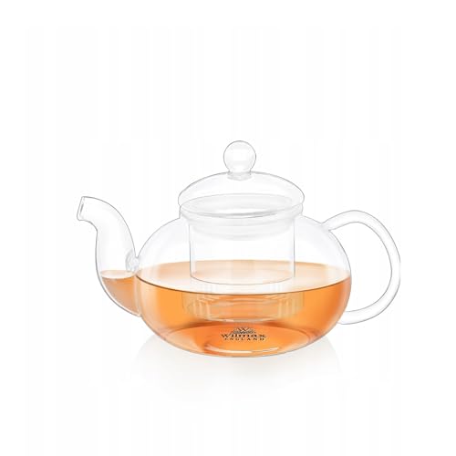 Wilmax | Teekanne Glas mit Siebeinsatz | 620 ML | Teapot | Teezubereiter für losen Tee | Glaskanne für Teeblumen | Kanne mit Deckel & Sieb aus Glas | Spülmaschinenfest | Tropffrei von Wilmax England