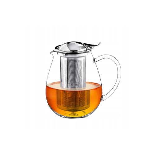 Wilmax | Teekanne Glas mit Siebeinsatz | 800 ml | Teapot | Teezubereiter für losen Tee | Vollkommen transparent | Herausnehmbarer Filter | Kannenfunktion | Spülmaschinenfest | Geschenkidee von Wilmax England