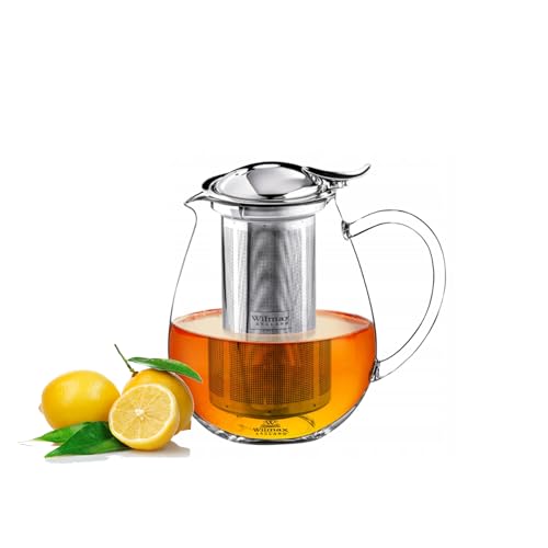 Wilmax | Teekanne Glas mit Siebeinsatz aus Edelstahl | 600 ml | Teapot | Teezubereiter für losen Tee | transparent | Herausnehmbarer Filter | Hitzebeständig | Spülmaschinenfest | Geschenkidee von Wilmax England