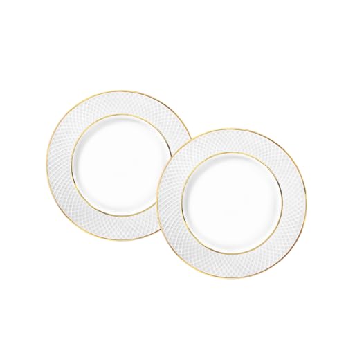 Wilmax - Teller mit Goldmuster - 2 Stück - Ø 15cm - Weißer Dessertteller aus Porzellan - Speiseteller - Spülmaschinenfest - Frühstücksteller - Kuchenteller Wilmax - Teller mit Goldmuster - 2 Stück - Ø 15cm - Weißer Dessertteller aus Porzellan - Speiseteller - Spülmaschinenfest - Frühstücksteller - Kuchenteller von Wilmax England