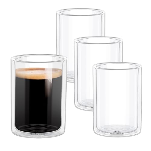 Wilmax | Thermogläser | 400 ml | 4er-Set | Doppelwandige Gläser für Wasser, Tee, Kaffee, Cocktails | Teegläser & Kaffeegläser | Gläser für Heiß- und Kaltgetränke | Wassergläser | Spülmaschinenfest von Wilmax England