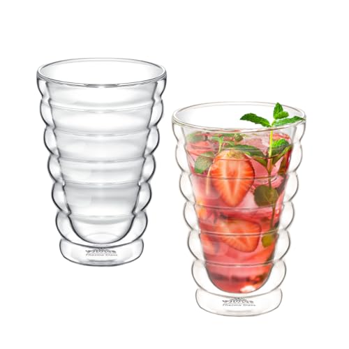 Wilmax - Thermogläser Bubble - 300 ml - 2er-Set - Doppelwandige Gläser für Wasser, Tee, Kaffee - Teegläser & Kaffeegläser - Gläser für Heiß- und Kaltgetränke - Wassergläser - Spülmaschinenfest von Wilmax England