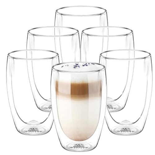 Wilmax | Thermogläser Doppelwandig | Kaffeegläser | 500 ml | 6er-Set | Latte Macchiato Gläser Doppelwandig | Cocktailgläser | Teegläser | Cappuccino Tassen | Trinkgläser | Kaffeetassen von Wilmax England