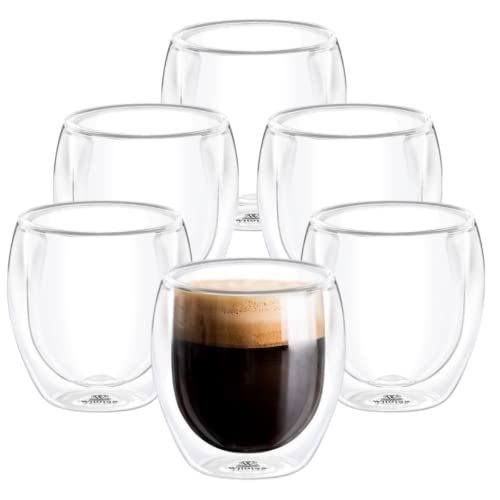 Wilmax | Thermogläser Doppelwandig | Latte Macchiato Gläser Doppelwandig | 250 ml | 6er-Set | Kaffeegläser | Cappuccino Tassen | Trinkgläser | Eiskaffee Tasse | Kaffeetassen | Teegläser von Wilmax England