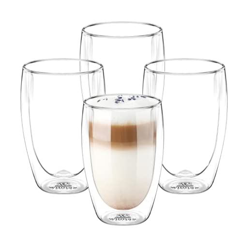 Wilmax | Thermogläser | Doppelwandige Gläser Latte Macchiato | 400 ml | 4er-Set | Cappuccino Tassen | Trinkgläser | Kaffeegläser | Eiskaffee Tasse | Wassergläser von Wilmax England