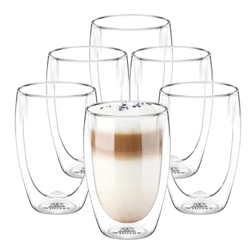 Wilmax | Thermogläser | Doppelwandige Gläser Latte Macchiato | 400 ml | 6er-Set | Cappuccino Tassen | Trinkgläser | Kaffeegläser | Eiskaffee Tasse | Wassergläser von Wilmax England