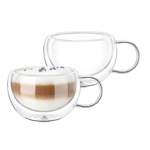 Wilmax | Thermogläser mit Henkel | 2er-Set | 250 ml | Doppelwandige Kaffeegläser | Latte Macchiato Gläser Set | Cappuccino Gläser mit Henkel | Teegläser | Trinkgläser | Thermotasse von Wilmax England