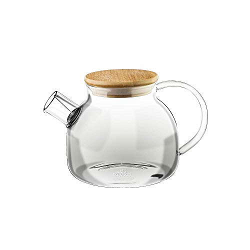 Wilmax WL-888810/A Borosilikatglas Teekanne mit Bambusdeckel, 950mL Kapazität von Wilmax England