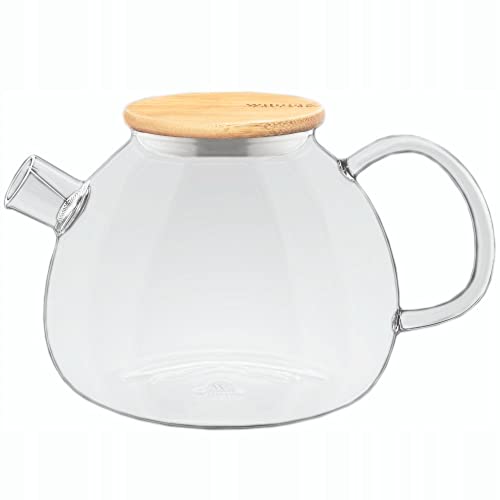 Wilmax WL-888825/A Borosilikatglas Teekanne mit Bambusdeckel, 1500mL Kapazität von Wilmax England