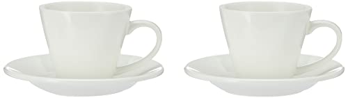 Wilmax WL-993004/2C Porzellan Teetassen- und Untertassen-Set, Weiss, 180mL Kapazität, 2 Stück von Wilmax England