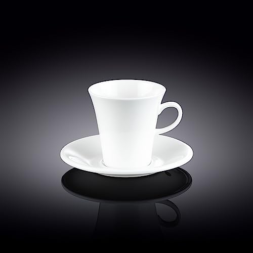 Wilmax WL-993005/2C Porzellan Kaffeetassen- und Untertassen-Set, Weiss, 160mL Kapazität, 2 Stück von Wilmax England