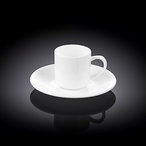 Wilmax WL-993007/2C Porzellan Kaffeetassen- und Untertassen-Set, Weiss, 90mL Kapazität, 2 Stück von Wilmax England