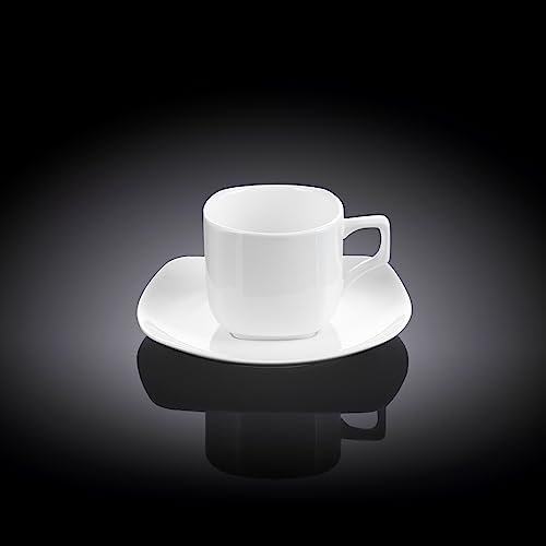 Wilmax WL-993041/6C Porzellan Kaffeetassen- und Untertassen-Set, Weiss, 90mL Kapazität, 6 Stück von Wilmax England