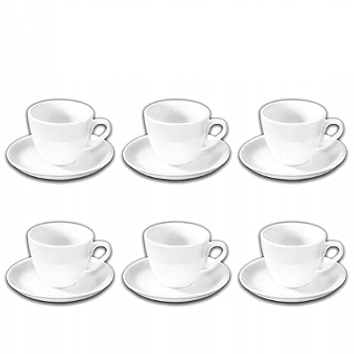 Wilmax WL-993174/AB Porzellan Kaffeetassen- und Untertassen-Set, Weiss, 110mL Kapazität von Wilmax England