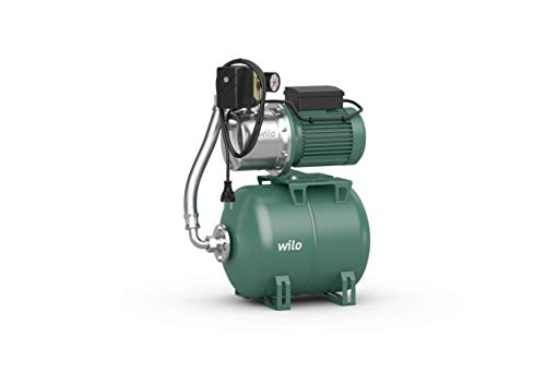 Wilo-Jet HWJ 50 L 204 Gartenpumpe mit 50L Membran-Druckbehälter, selbstansaugender Hauswasserautomat/Hauswasserwerk zur Wasserversorgung aus Brunnen, Zisternen, Regentonnen, 5000l/h, 4,9 bar, 1000W von Wilo