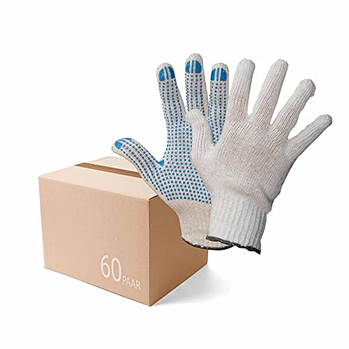 Polyester Strickhandschuhe KORL mit PVC Noppen BluePoint Arbeitshandschuhe Handschuhe Noppenhandschuhe 60 Paar, Größe:8 von Wilpeg