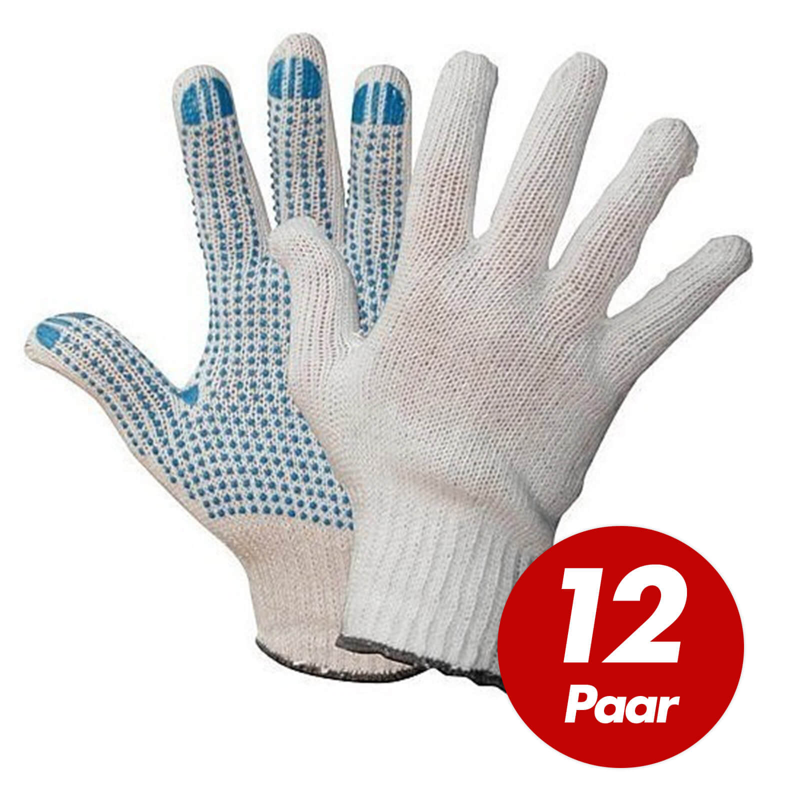 Strickhandschuhe Grip Noppen Arbeitshandschuhe Polyester PVC KORL 12 Paar Größe:10 von Wilpeg