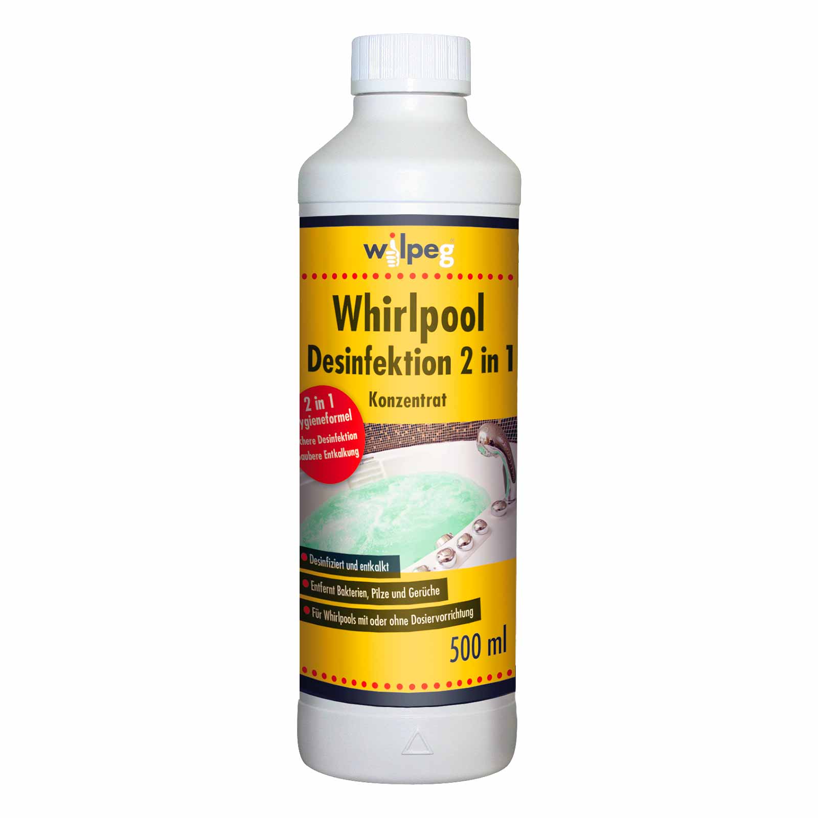 WILPEG Whirlpool Desinfektion 500 ml, Konzentrat, Kalkreiniger, Hygienereiniger von Wilpeg