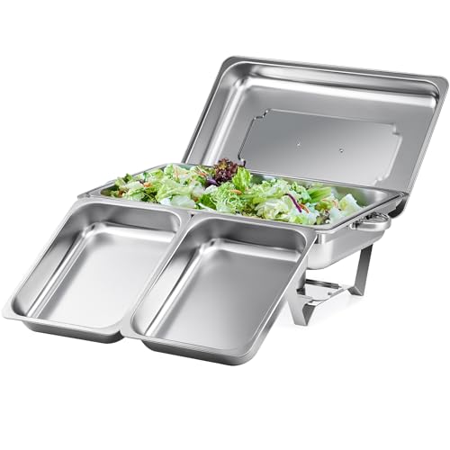 Wilprep Chafing Dish Edelstahl Buffet-Set Warmhaltebehälter Speisenwärmer Wärmebehälter Rechaud für Catering, Buffet und Party (1 Set 1x1+2x1/2 GN-Behälter) von Wilprep