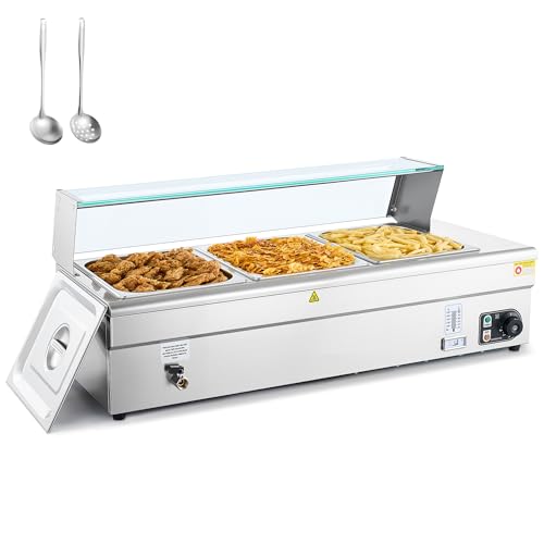 Wilprep Chafing Dish Elektrische Warmhaltebehälter 30L Profi Gastro Speisewärmer Buffetwärmer mit Glasdeckel 3 X 1/2 GN-Behälter Bain Marie mit Ablaufhahn, 1500W 30-85°C Edelstahl für Buffets, Hotels Wilprep Chafing Dish Elektrische Warmhaltebehälter 30L Profi Gastro Speisewärmer Buffetwärmer mit Glasdeckel 3 X 1/2 GN-Behälter Bain Marie mit Ablaufhahn, 1500W 30-85°C Edelstahl für Buffets, Hotels von Wilprep