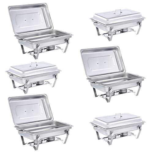 Wilprep Chafing Dish Speisewärmer 6X Edelstahl Warmhaltebehälter 9L Wärmebehälter Edelstahl Buffet-Set für Catering Buffet und Party von Wilprep