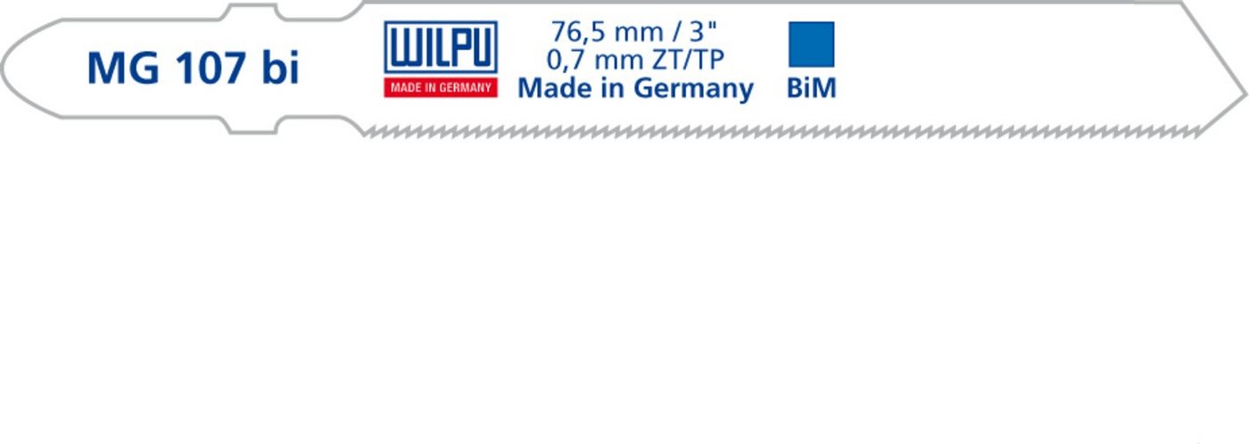 Wilpu Sägeblatt WILPU Stichsägeblatt MG 107 bi mit Einnockenschaft- / T-Schaft, 5 Stück von Wilpu